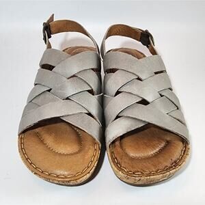 Born Blue Gray Leather Strap Sandals